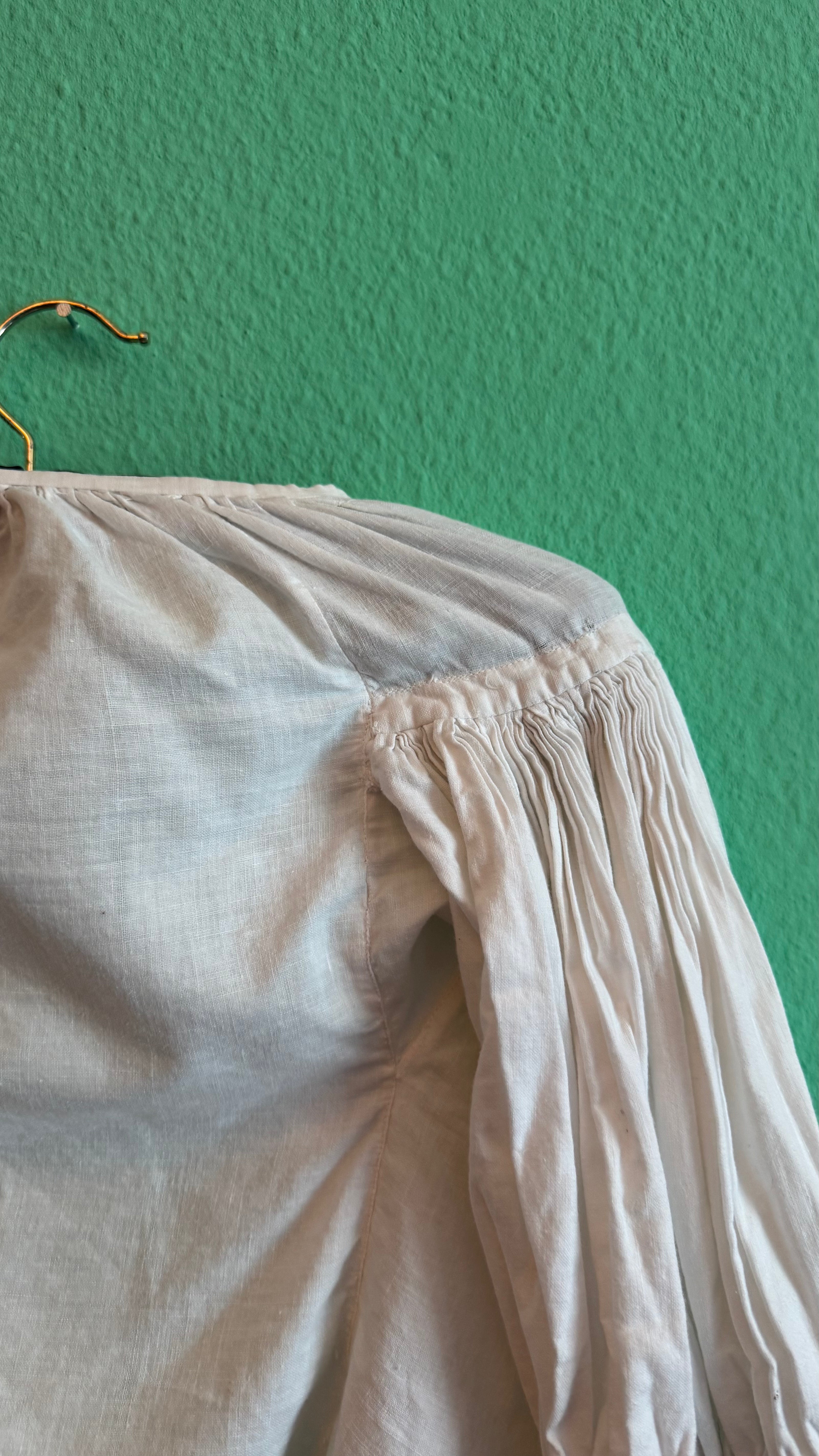 Vintage 1970s Ivory Cotton Embroidered Dirndl Blouse