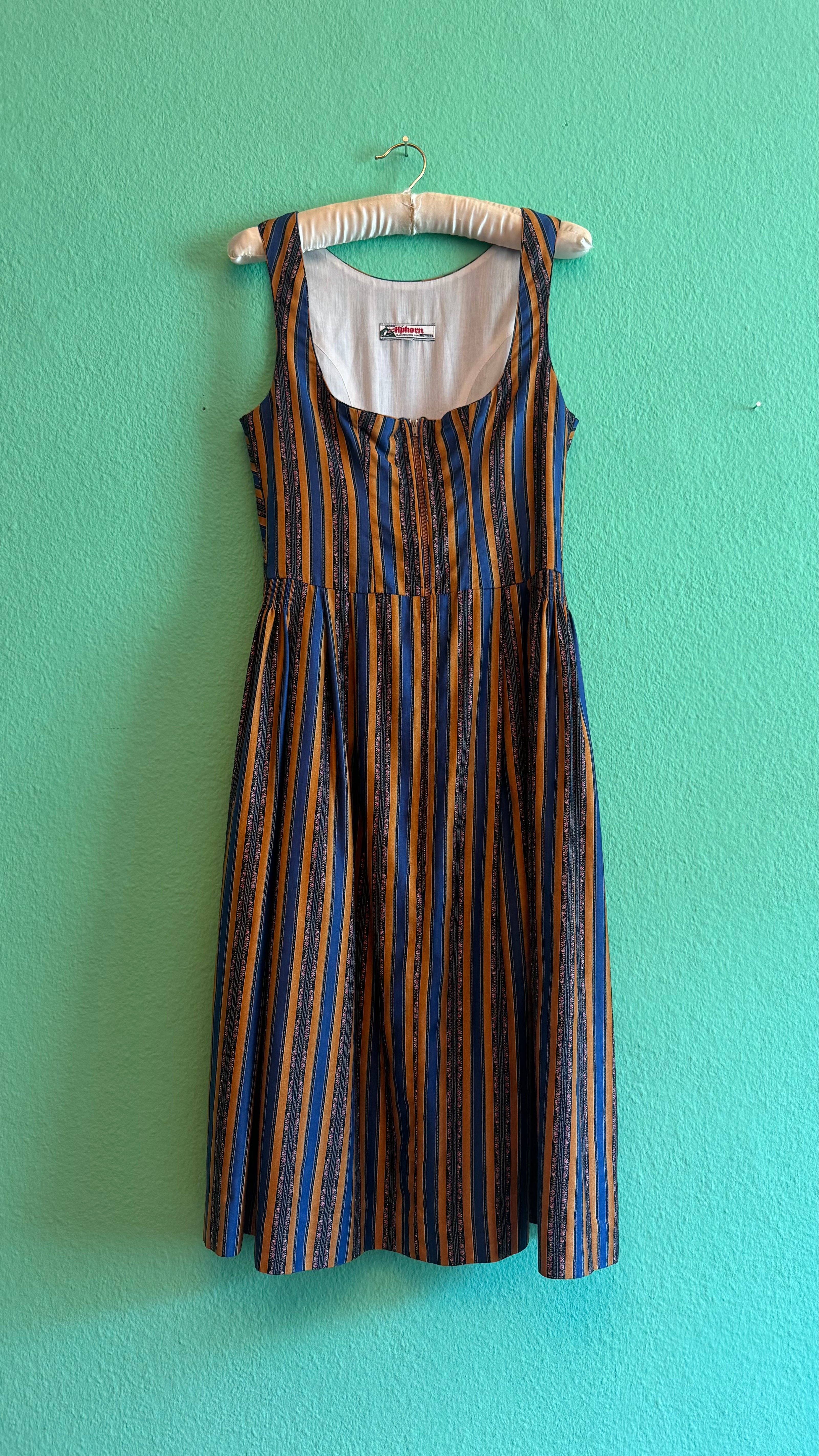 Vintage 1980s Striped Cotton Dirndl Dress by Alphorn