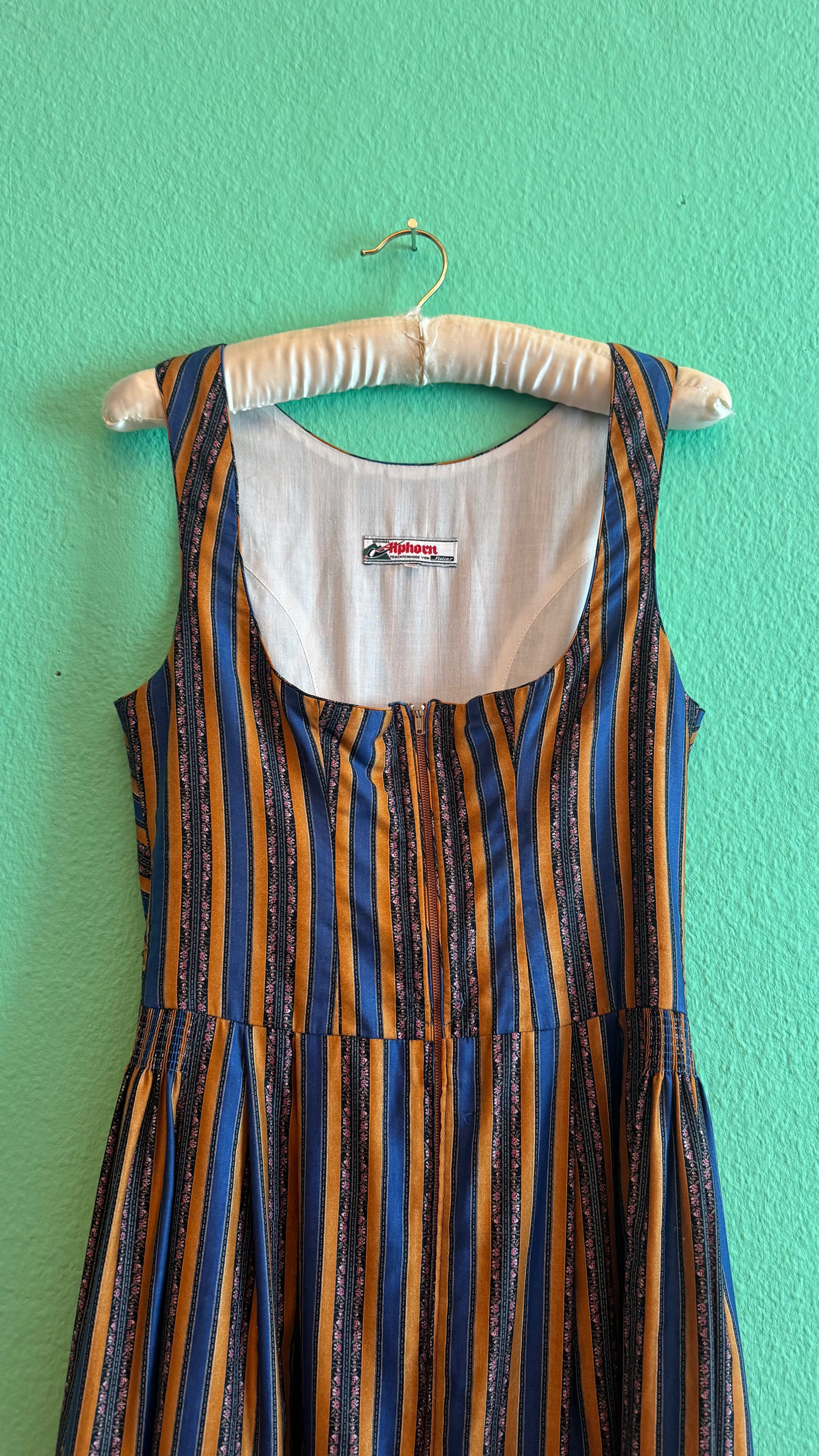 Vintage 1980s Striped Cotton Dirndl Dress by Alphorn