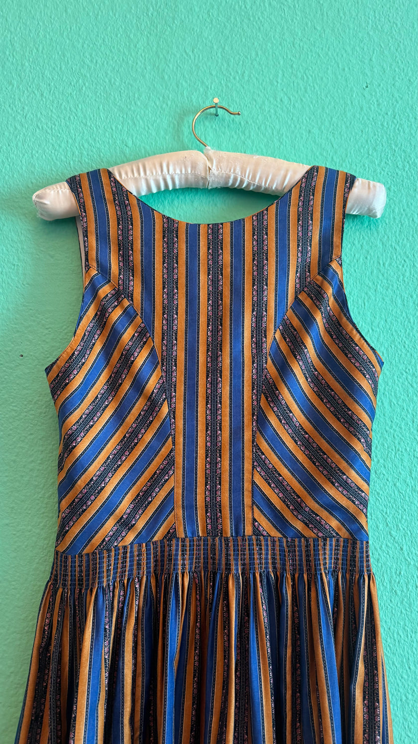 Vintage 1980s Striped Cotton Dirndl Dress by Alphorn