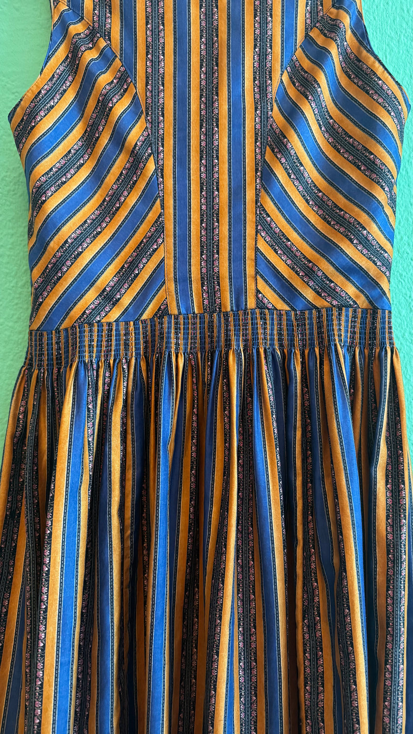 Vintage 1980s Striped Cotton Dirndl Dress by Alphorn