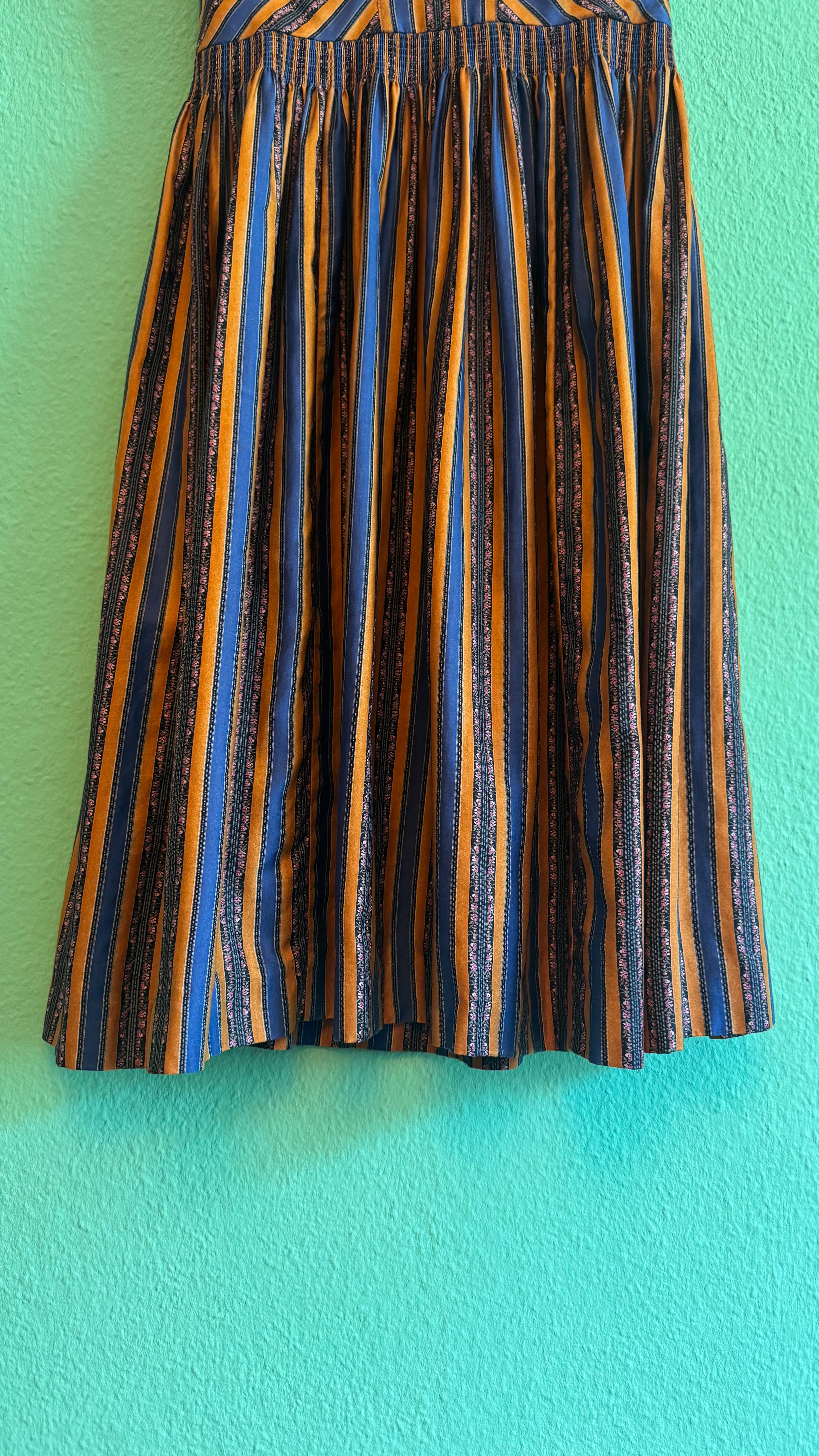 Vintage 1980s Striped Cotton Dirndl Dress by Alphorn