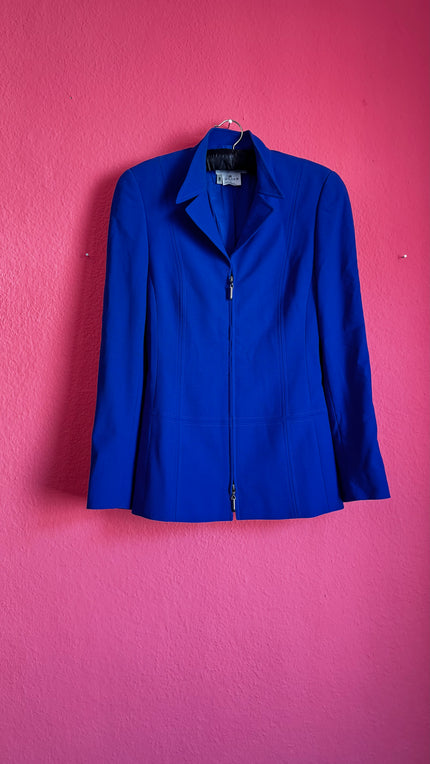 Escada Blue Virgin Wool Blazer | Designer Women's Tailored Jacket