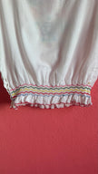 Vintage 1970s White Cotton Hungarian Embroidered Blouse