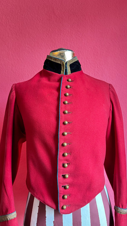 Edwardian Ceremonial Uniform Tunic - Scarlet Wool Gilt Buttons - Alva - Morgaine | Vintage Store