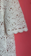 Vintage 1970s Ivory Wool Crochet Cardigan Jacket