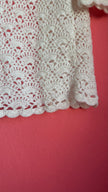 Vintage 1970s Ivory Wool Crochet Cardigan Jacket