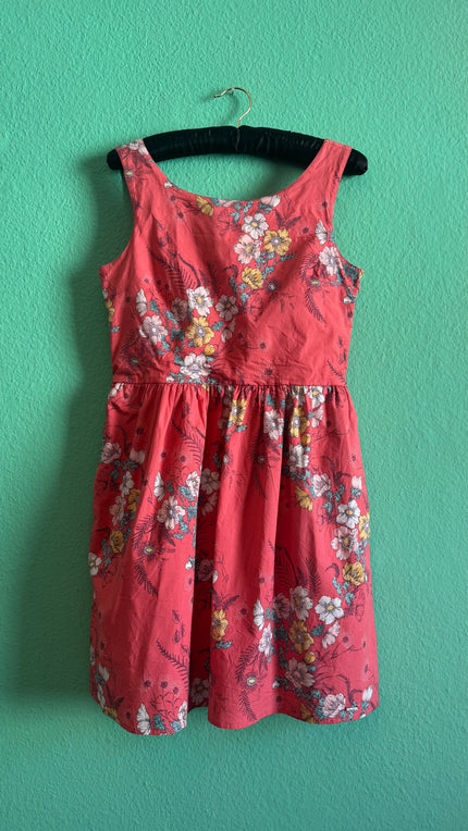 Vintage 2000s Coral Floral Cotton Sundress by Pepe Jeans