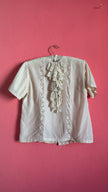 Vintage 1980s Ivory Lace Ruffle Blouse
