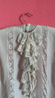 Vintage 1980s Ivory Lace Ruffle Blouse