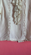 Vintage 1980s Ivory Lace Ruffle Blouse