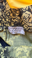 Vintage 1950s Black & Yellow Floral Cotton Blend Dress by Estevez for Grenelle
