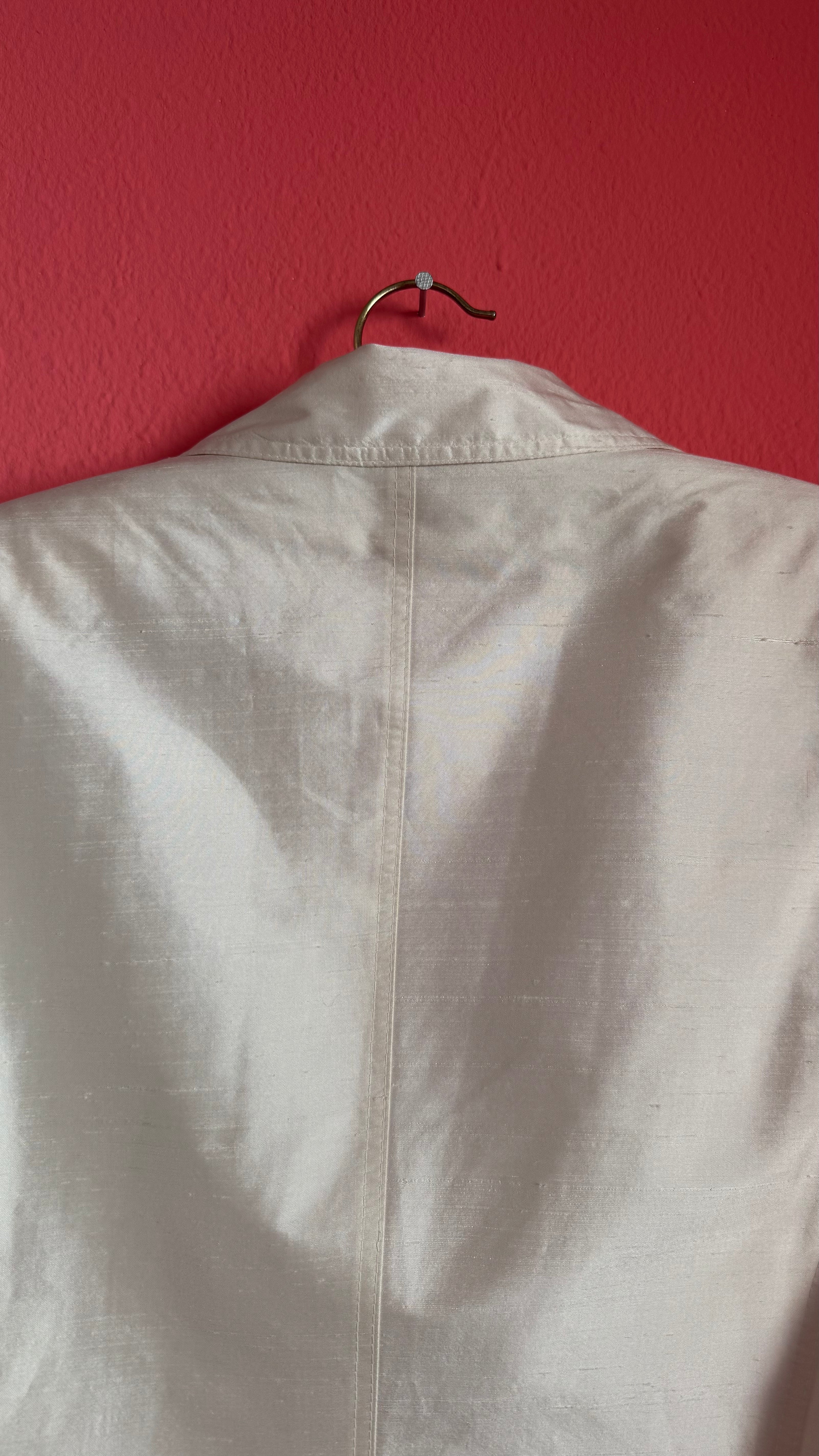 Vintage 1990s Ivory Silk Tailored Blazer