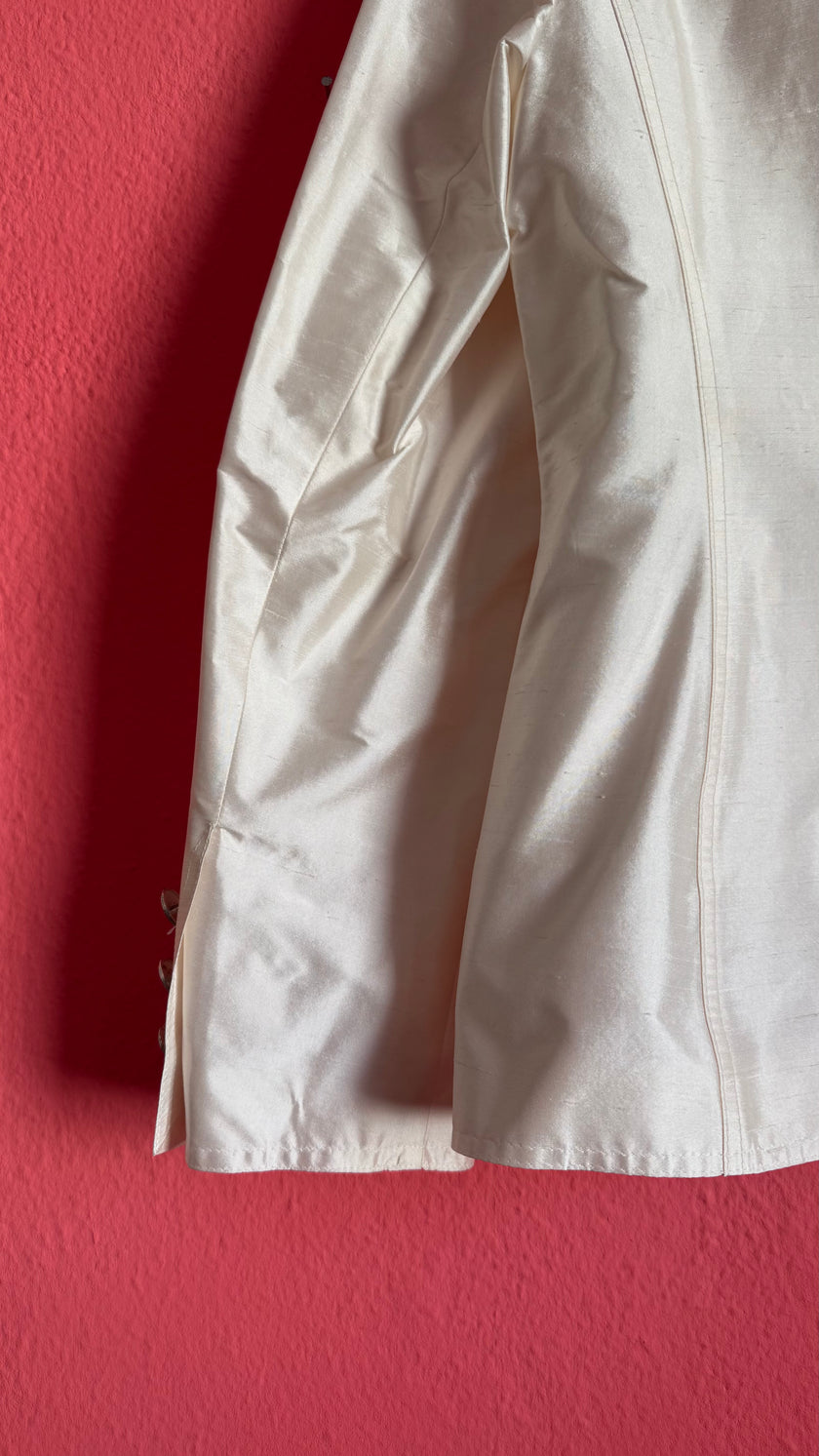 Vintage 1990s Ivory Silk Tailored Blazer