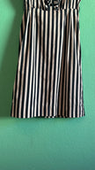 Vintage 1980s Black & Ivory Striped Cotton Belted Dress