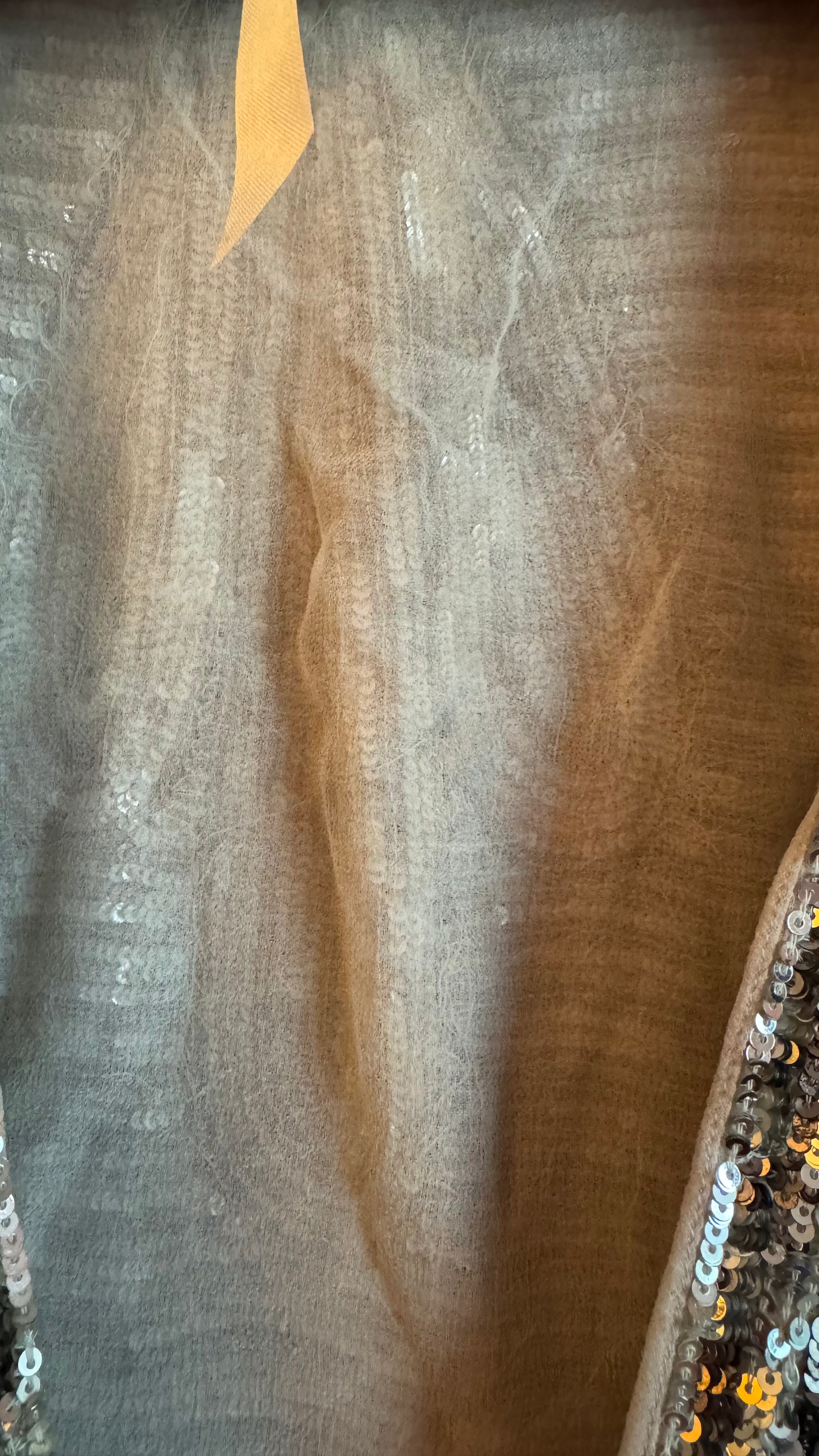 Vintage 1980s Silver Sequin Tie-Front Evening Top