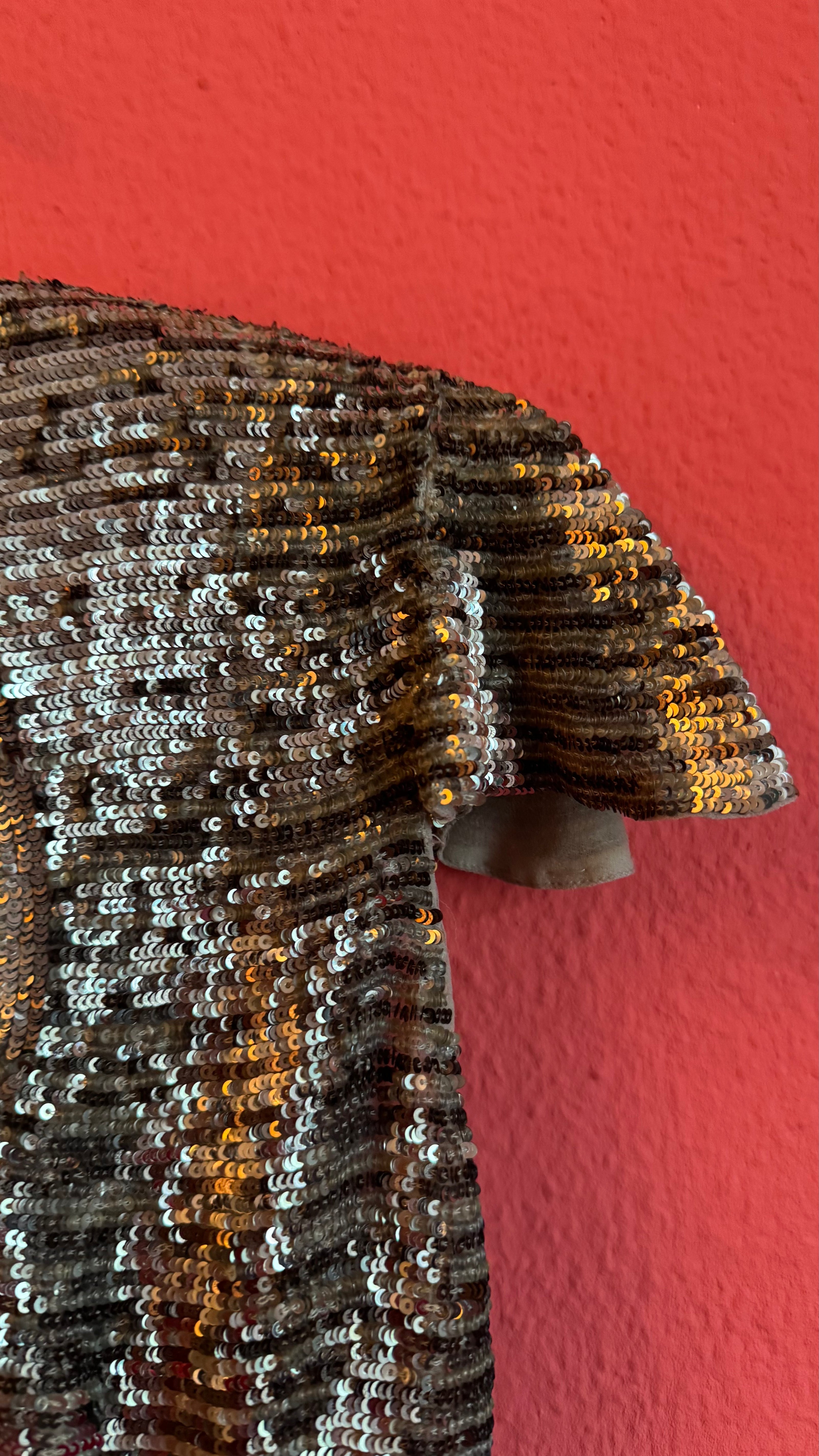 Vintage 1980s Silver Sequin Tie-Front Evening Top