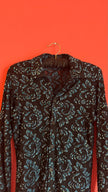 Vintage 1980s Black Sequin Blouse And Teal Trouser Set