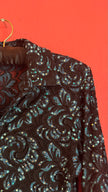Vintage 1980s Black Sequin Blouse And Teal Trouser Set
