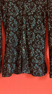 Vintage 1980s Black Sequin Blouse And Teal Trouser Set
