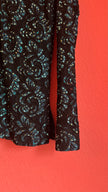 Vintage 1980s Black Sequin Blouse And Teal Trouser Set