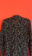 Vintage 1980s Black Sequin Blouse And Teal Trouser Set