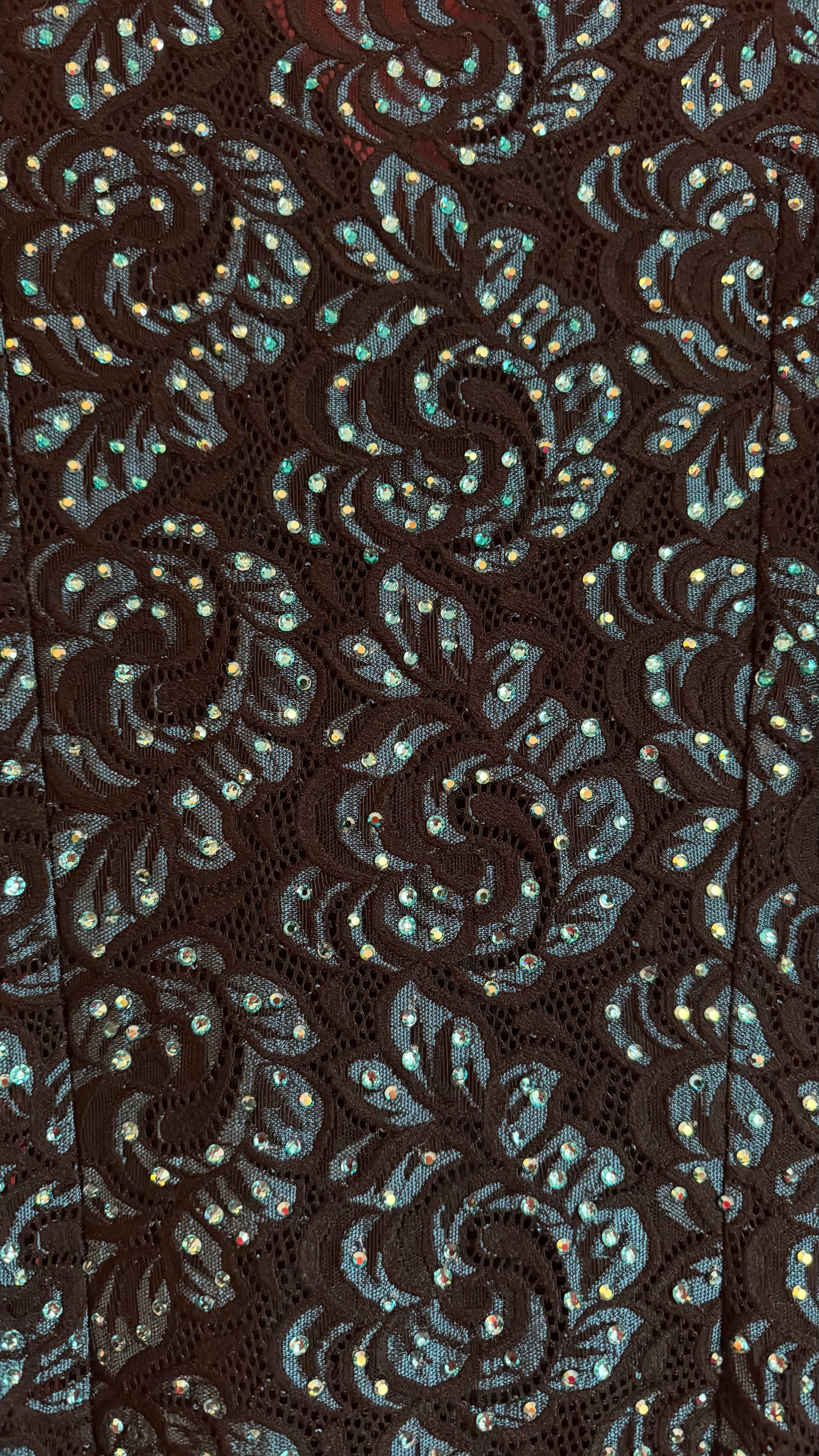 Vintage 1980s Black Sequin Blouse And Teal Trouser Set