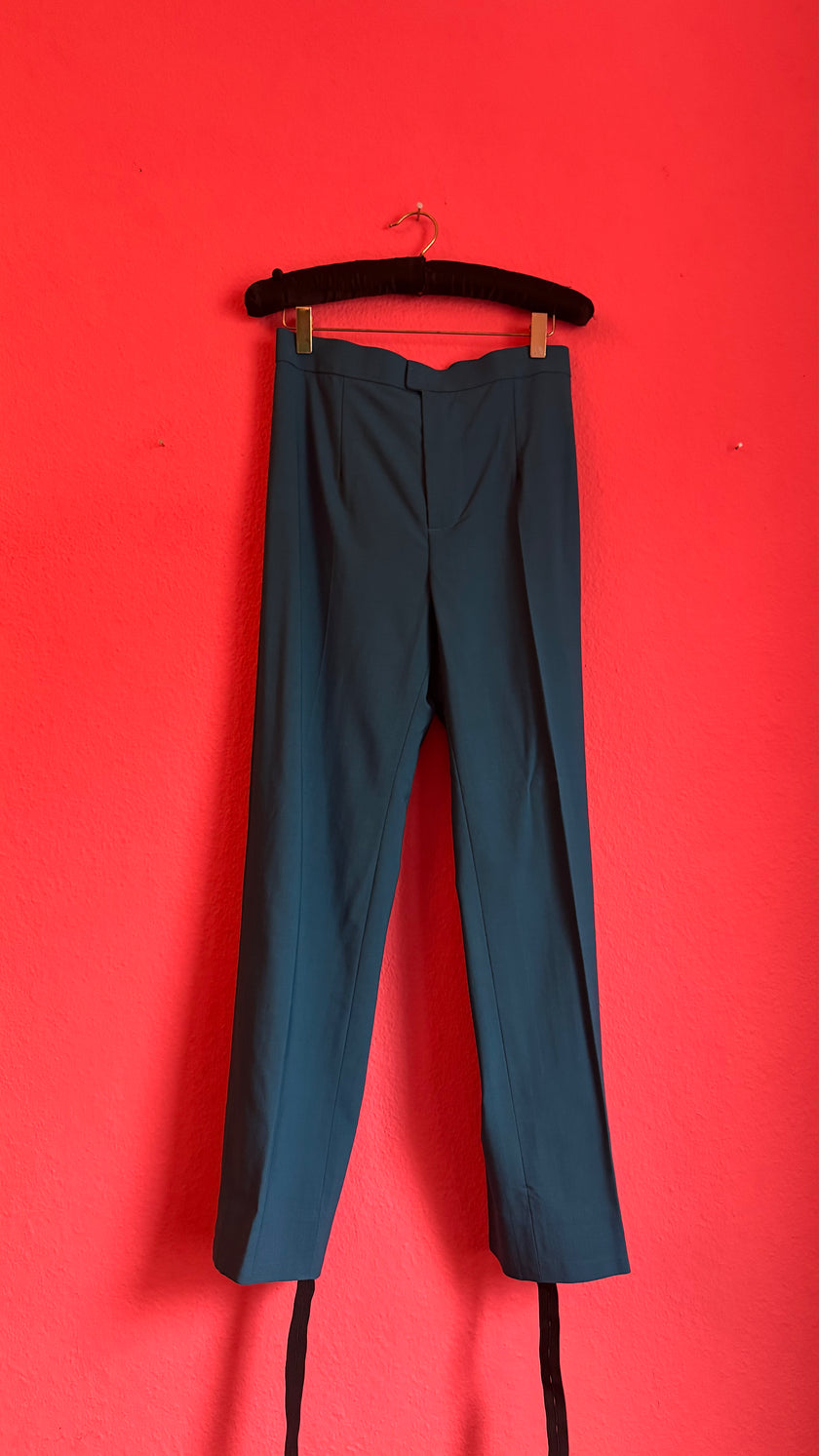 Vintage 1980s Black Sequin Blouse And Teal Trouser Set
