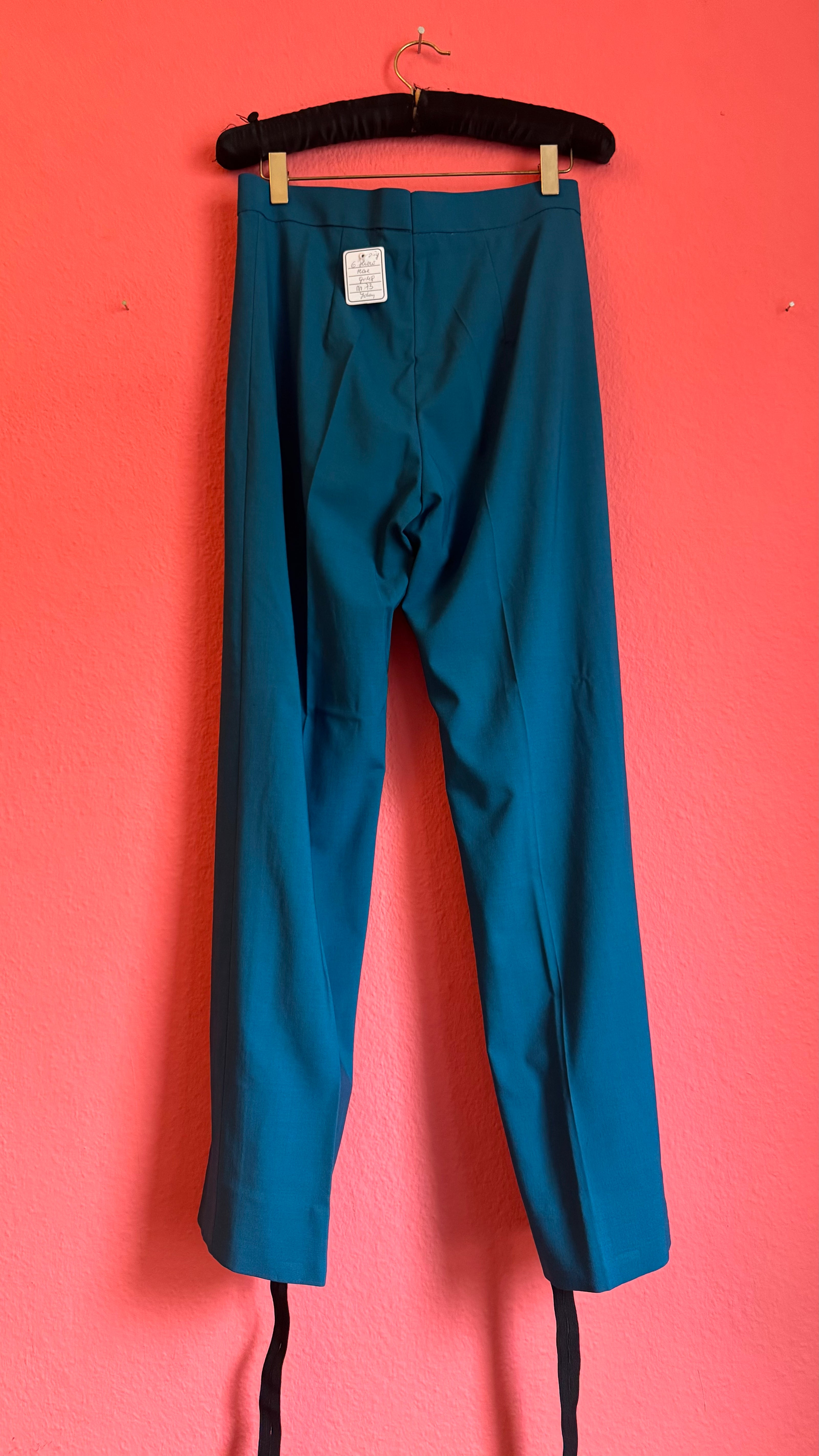 Vintage 1980s Black Sequin Blouse And Teal Trouser Set