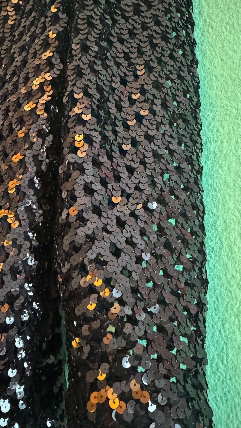 Vintage 1980s Black Sequin Midi Evening Dress