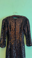 Vintage 1980s Black Sequin Midi Evening Dress