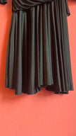 Vintage 1980s Black Sequin Draped Midi Evening Dress