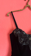 Vintage 1980s Augustat Black Velvet And Emerald Satin Evening Dress