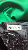 Vintage 1980s Augustat Black Velvet And Emerald Satin Evening Dress