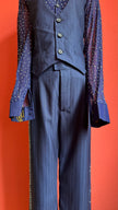 Vintage 1990s Navy Pinstripe Vest, Trouser And Rhinestone Bodysuit Set