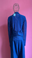 Vintage 1990s Navy Pinstripe Vest, Trouser And Rhinestone Bodysuit Set