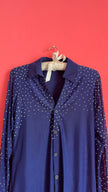 Vintage 1990s Navy Pinstripe Vest, Trouser And Rhinestone Bodysuit Set