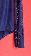 Vintage 1990s Navy Pinstripe Vest, Trouser And Rhinestone Bodysuit Set