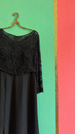 Vintage 1980s Augustat Black Beaded Evening Dress