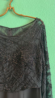 Vintage 1980s Augustat Black Beaded Evening Dress