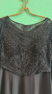 Vintage 1980s Augustat Black Beaded Evening Dress