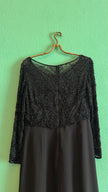Vintage 1980s Augustat Black Beaded Evening Dress