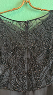 Vintage 1980s Augustat Black Beaded Evening Dress