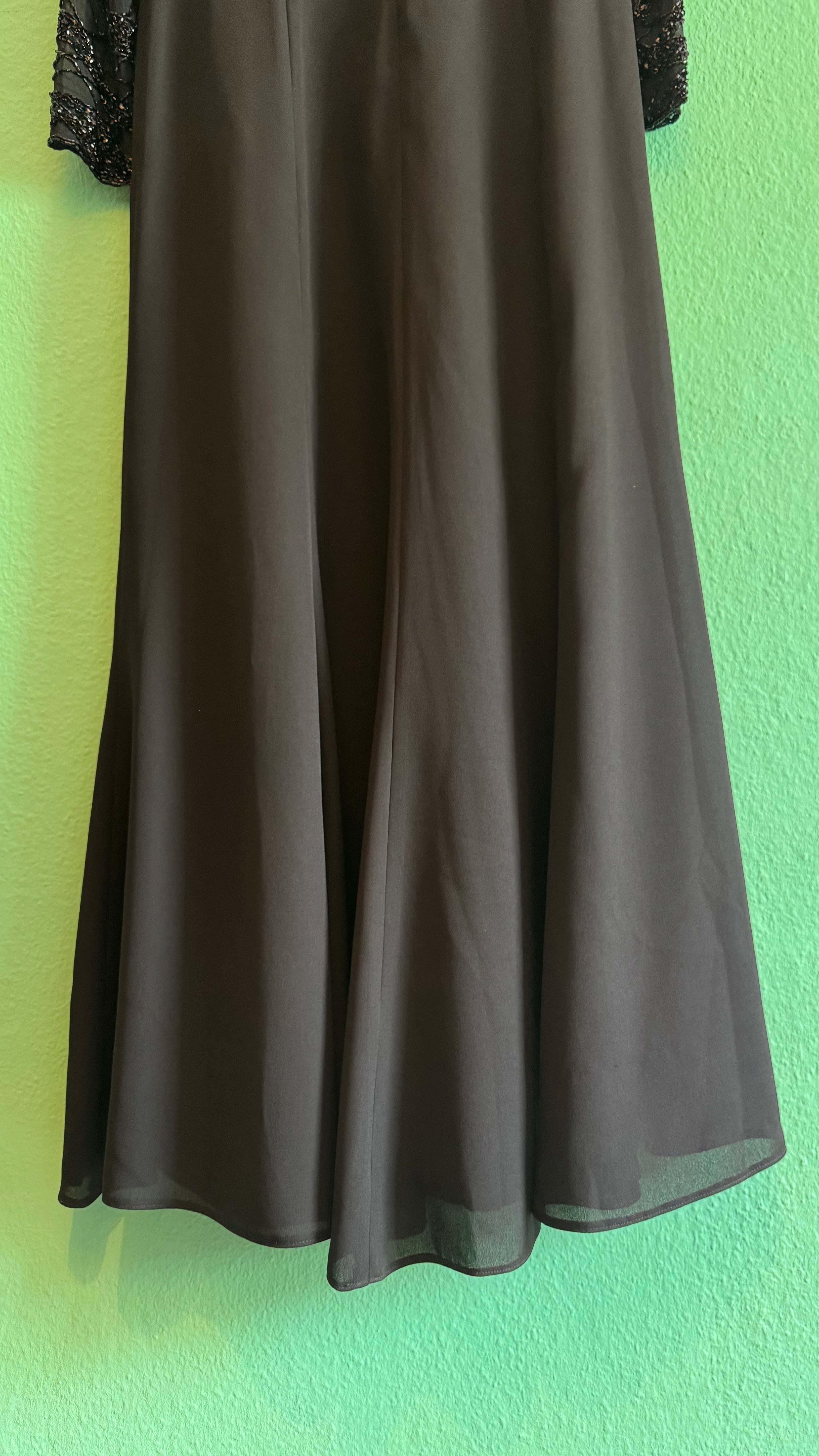 Vintage 1980s Augustat Black Beaded Evening Dress