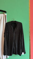 Vintage 1990s Black Mesh Shirt And Cream Side Stripe Trouser Set