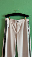 Vintage 1990s Black Mesh Shirt And Cream Side Stripe Trouser Set