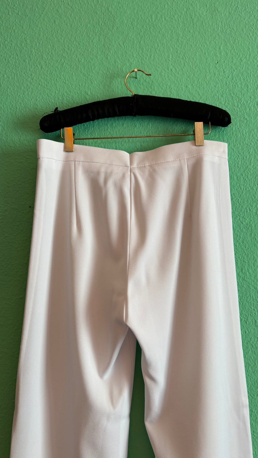 Vintage 1990s Black Mesh Shirt And Cream Side Stripe Trouser Set