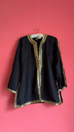 Vintage 1980s Black Jacket With Gold Braided Trim