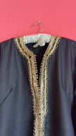 Vintage 1980s Black Jacket With Gold Braided Trim