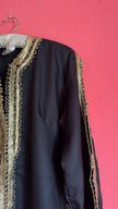 Vintage 1980s Black Jacket With Gold Braided Trim